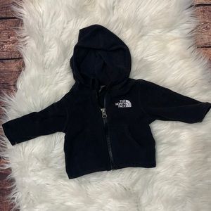 North face- infant glacier full zip black hoodie, 0-3 months.